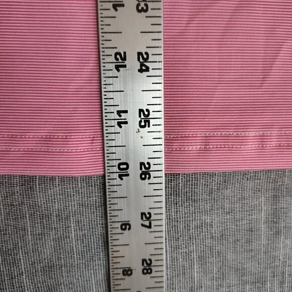 FJ Footjoy Shirt Womens Medium Pink White Striped Golf Polo First Tee PGA TOUR - Picture 8 of 11